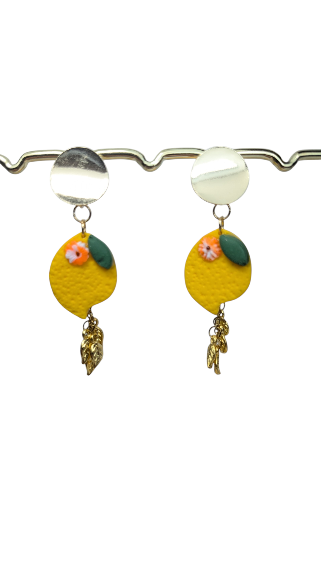 Boucles d'oreilles citron, pate polymère