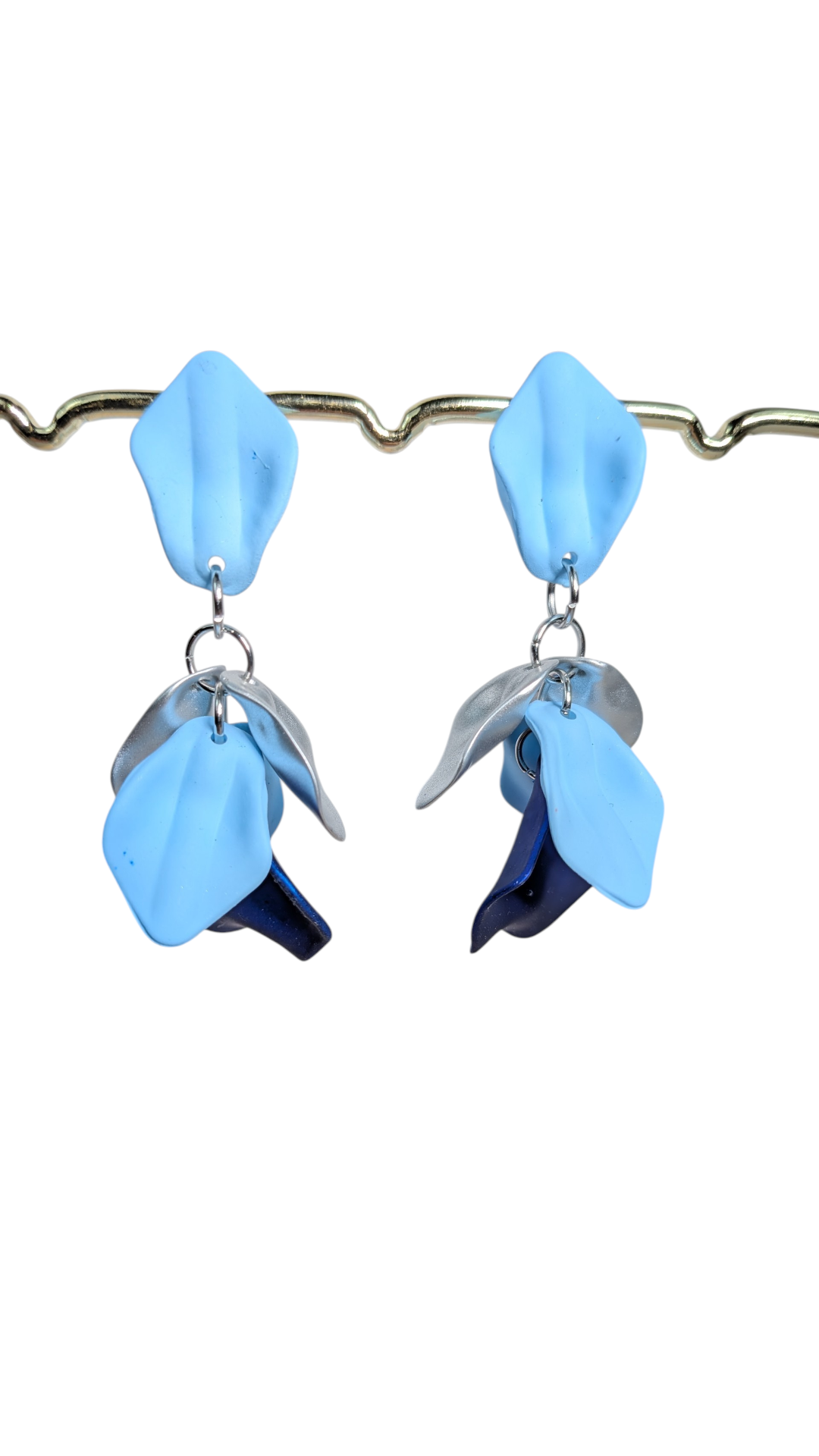 Boucles d'oreilles pétales acrylique tricolores en cascade