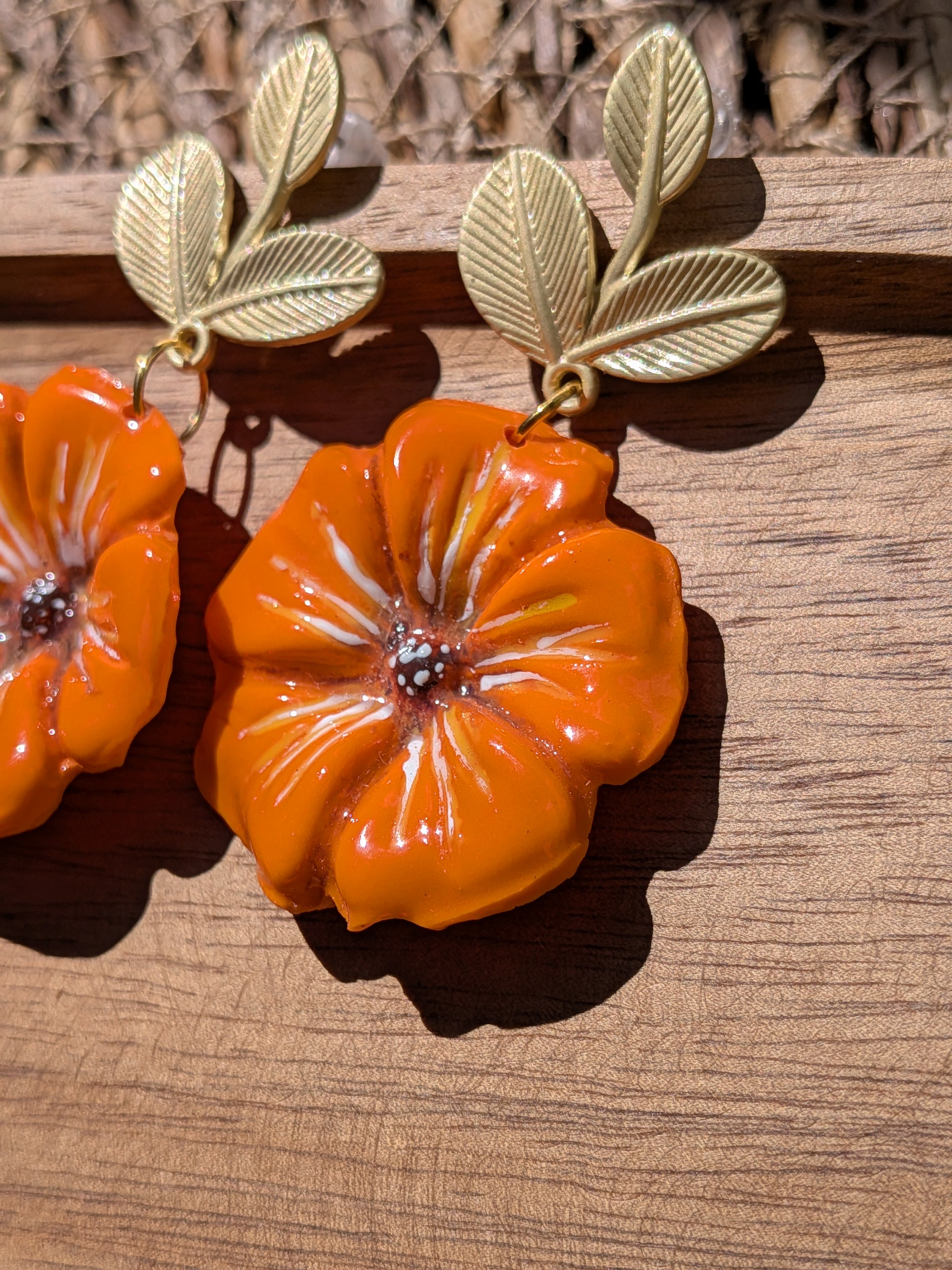 Boucles d'oreilles Capucines en pâte Fimo
