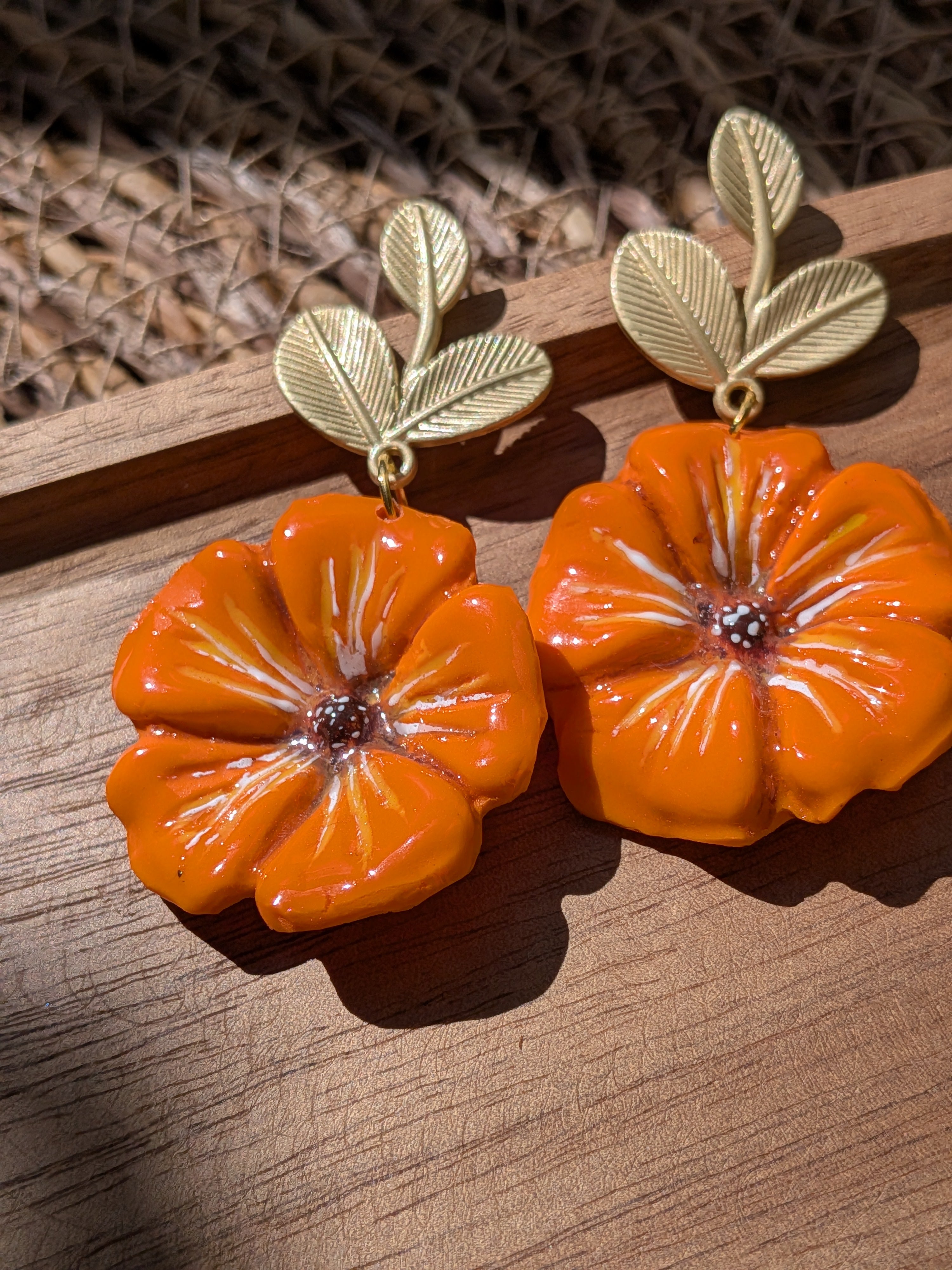 Boucles d'oreilles Capucines en pâte Fimo