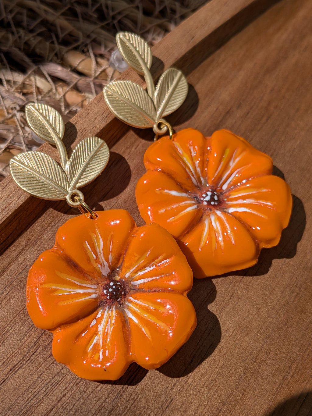 Boucles d'oreilles Capucines en pâte Fimo