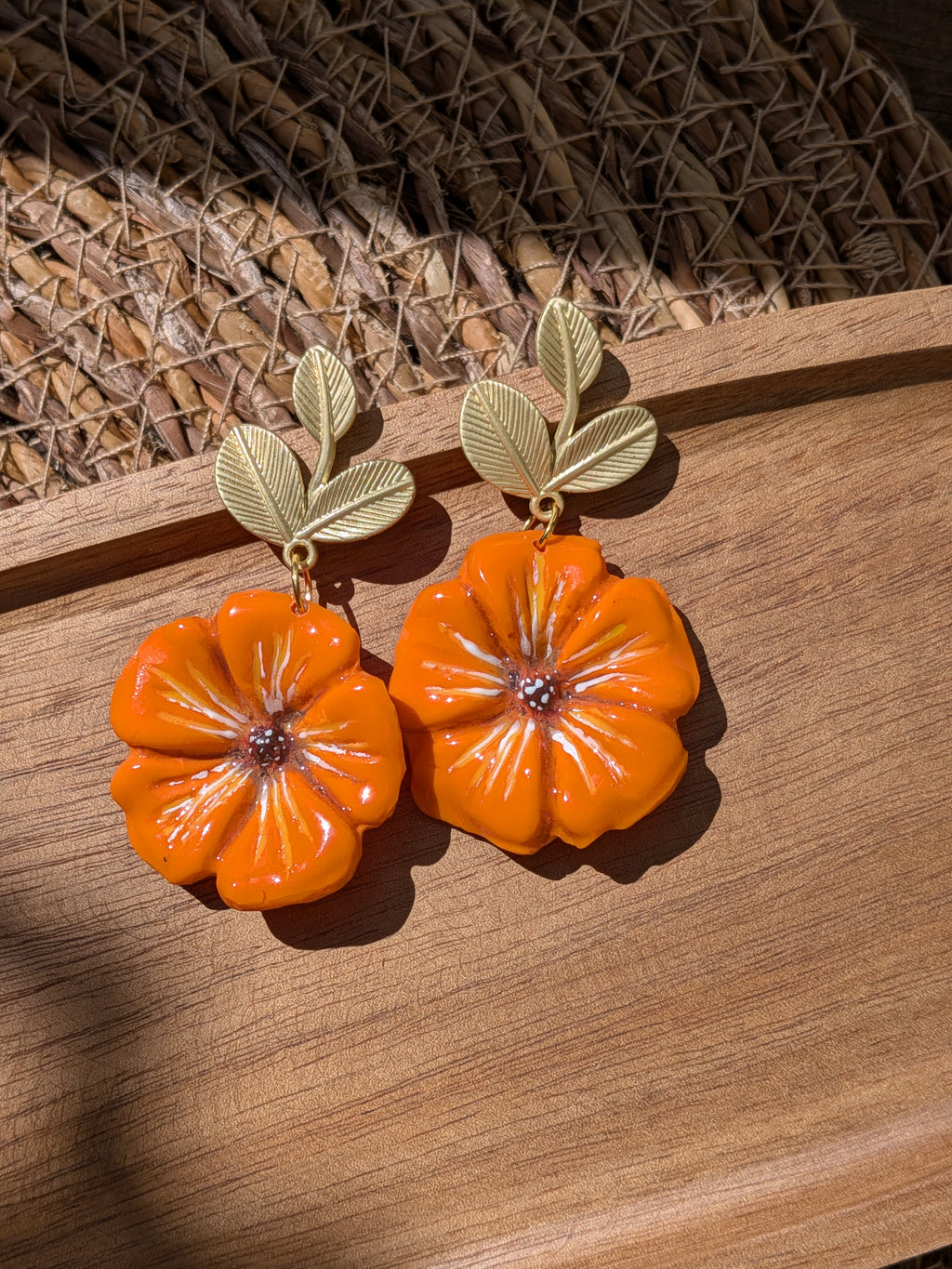 Boucles d'oreilles Capucines en pâte Fimo