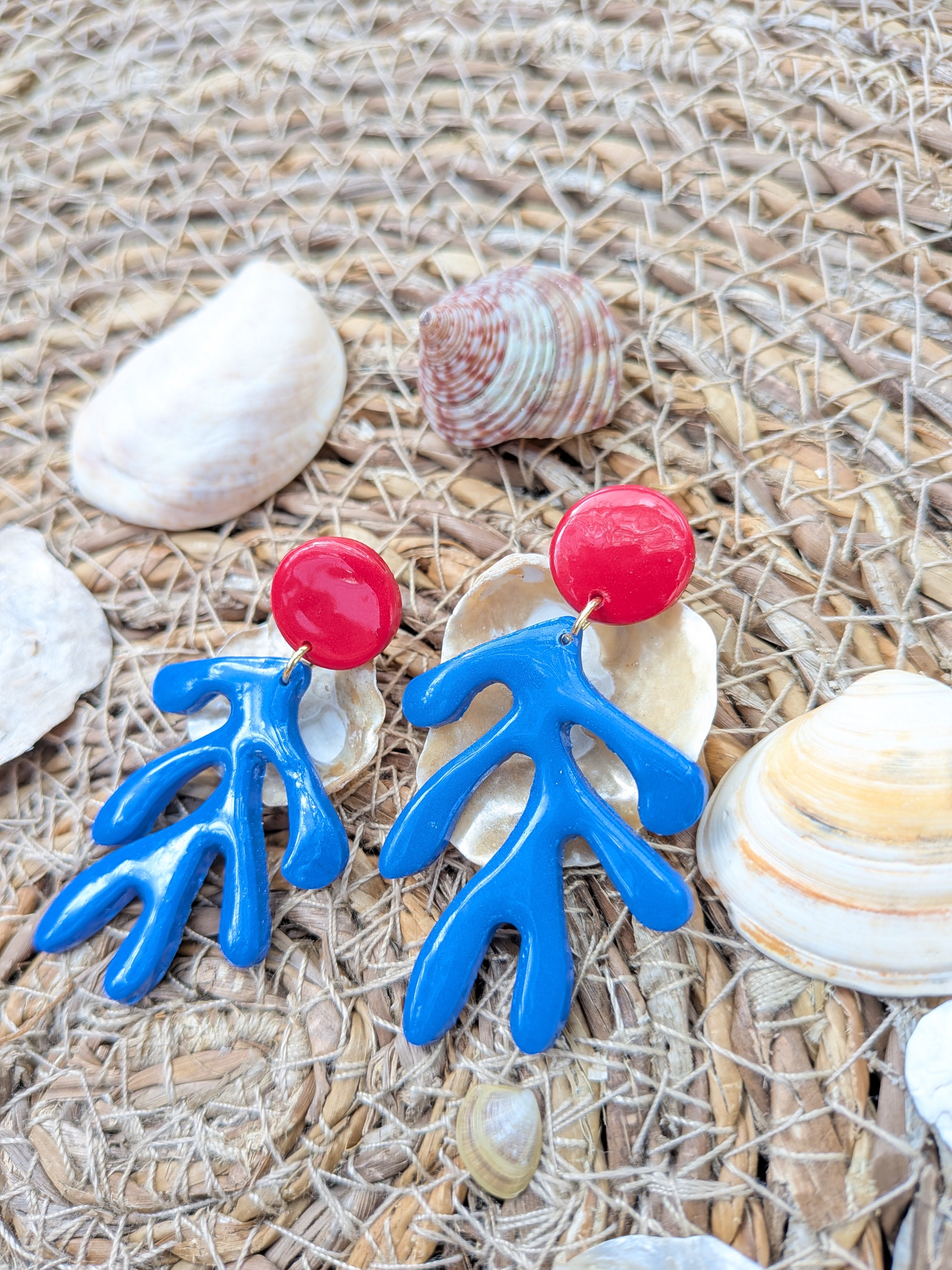 Boucles d'oreilles Corail fun Été – Pâte Polymère