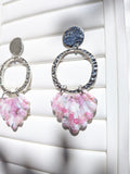 Boucles d'oreilles Géométriques Printemps – Pâte Polymère & Anneau Martelé