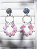 Boucles d'oreilles Hexagone Printemps – Géométrique en Acier Argenté