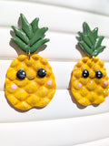 Boucles d'oreilles ananas kawaii – pâte polymère fait main