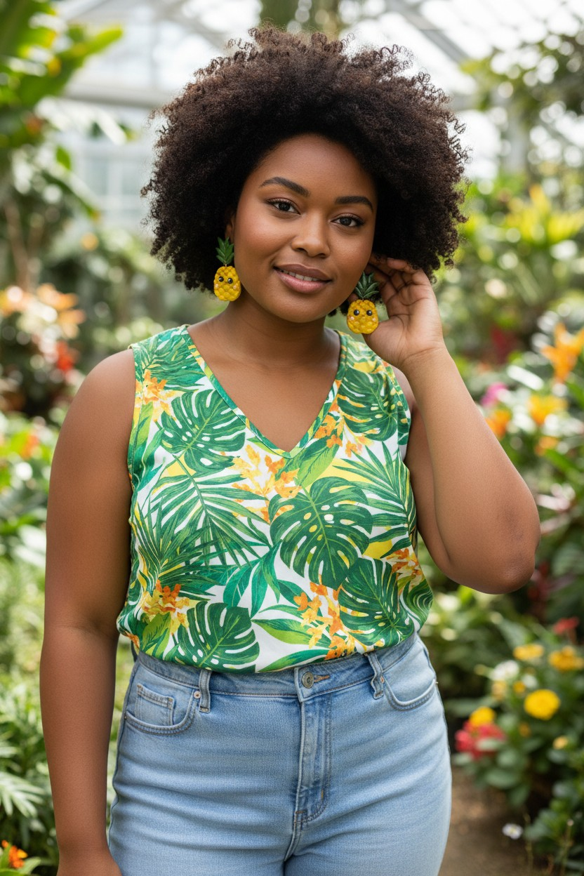 Boucles d'oreilles ananas kawaii – pâte polymère fait main