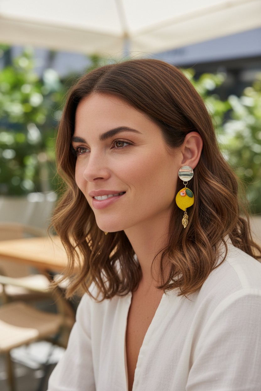Boucles d'oreilles citron, pate polymère