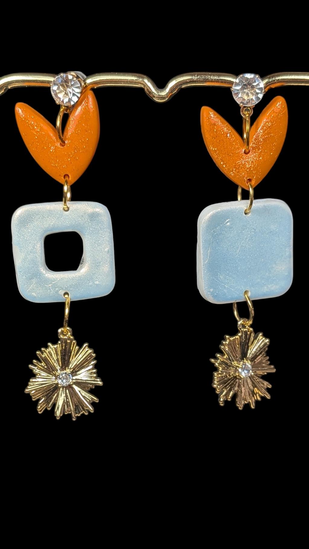 Boucles d'oreilles charme cœur Fimo orange – alliage de zinc