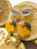 Boucles d'oreilles citron, pate polymère