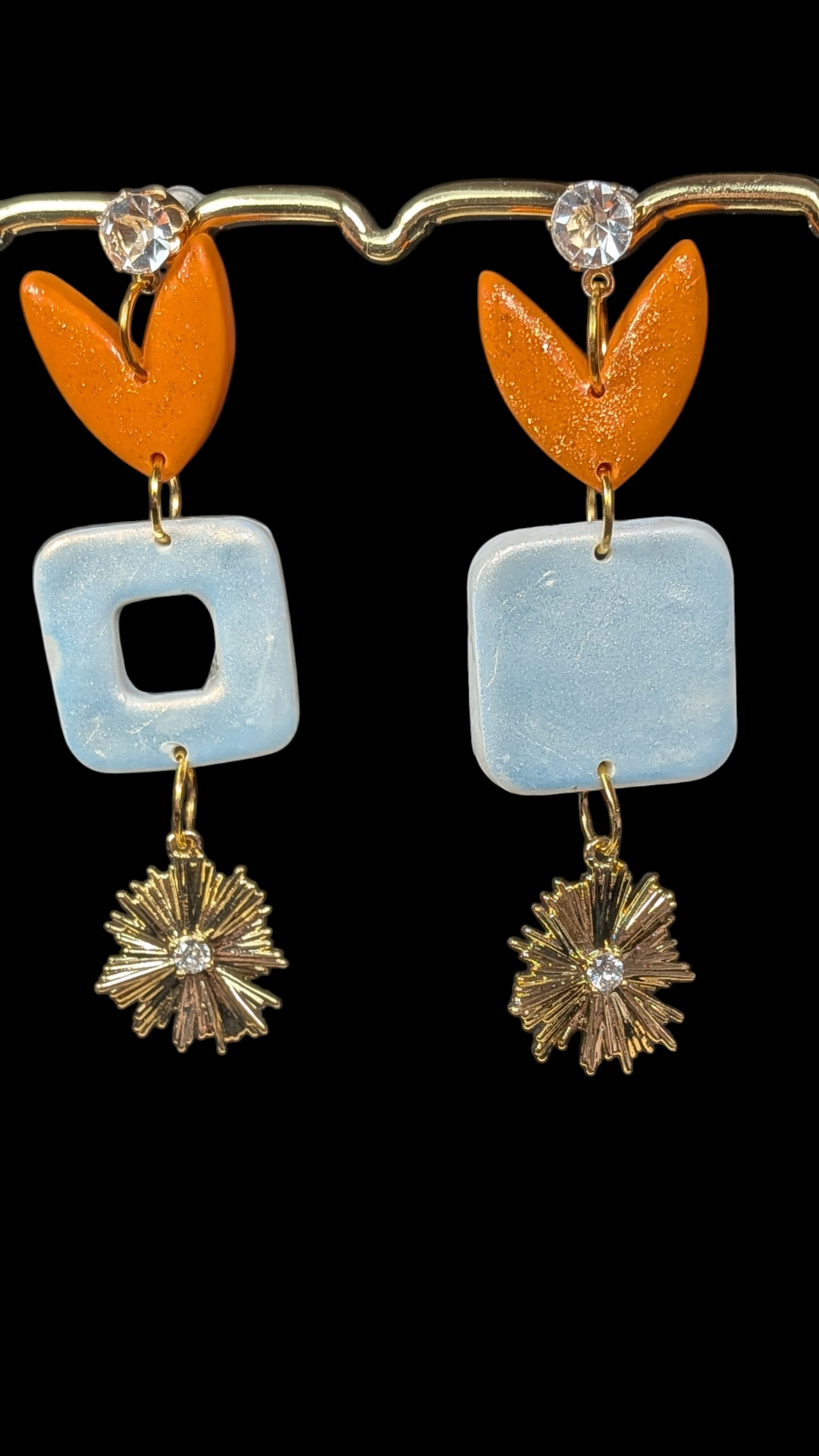 Boucles d'oreilles charme cœur Fimo orange – alliage de zinc