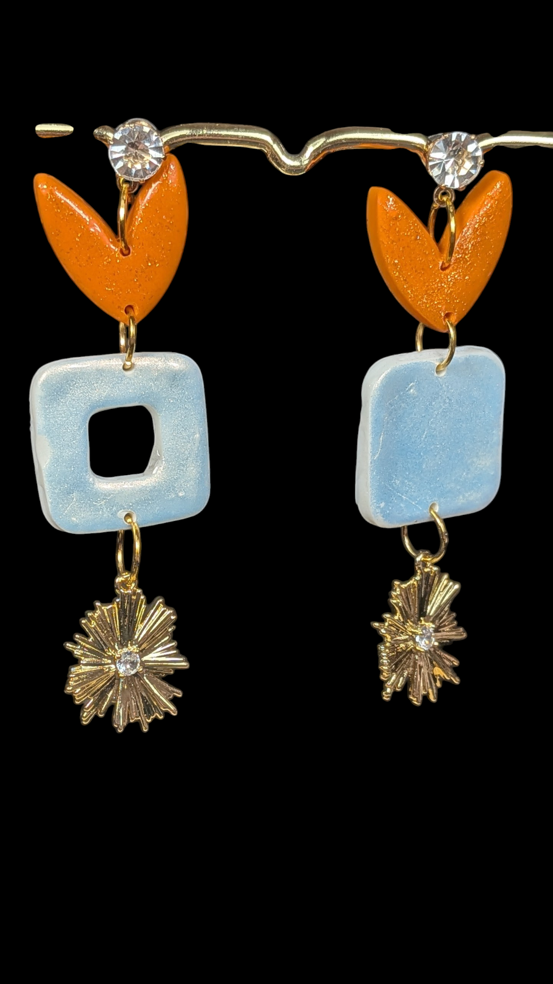 Boucles d'oreilles charme cœur Fimo orange – alliage de zinc