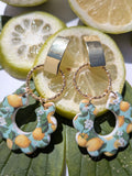 Boucles d'oreilles Fimo Citrons Abstraits – Cercle Zinc & Anneaux Acier