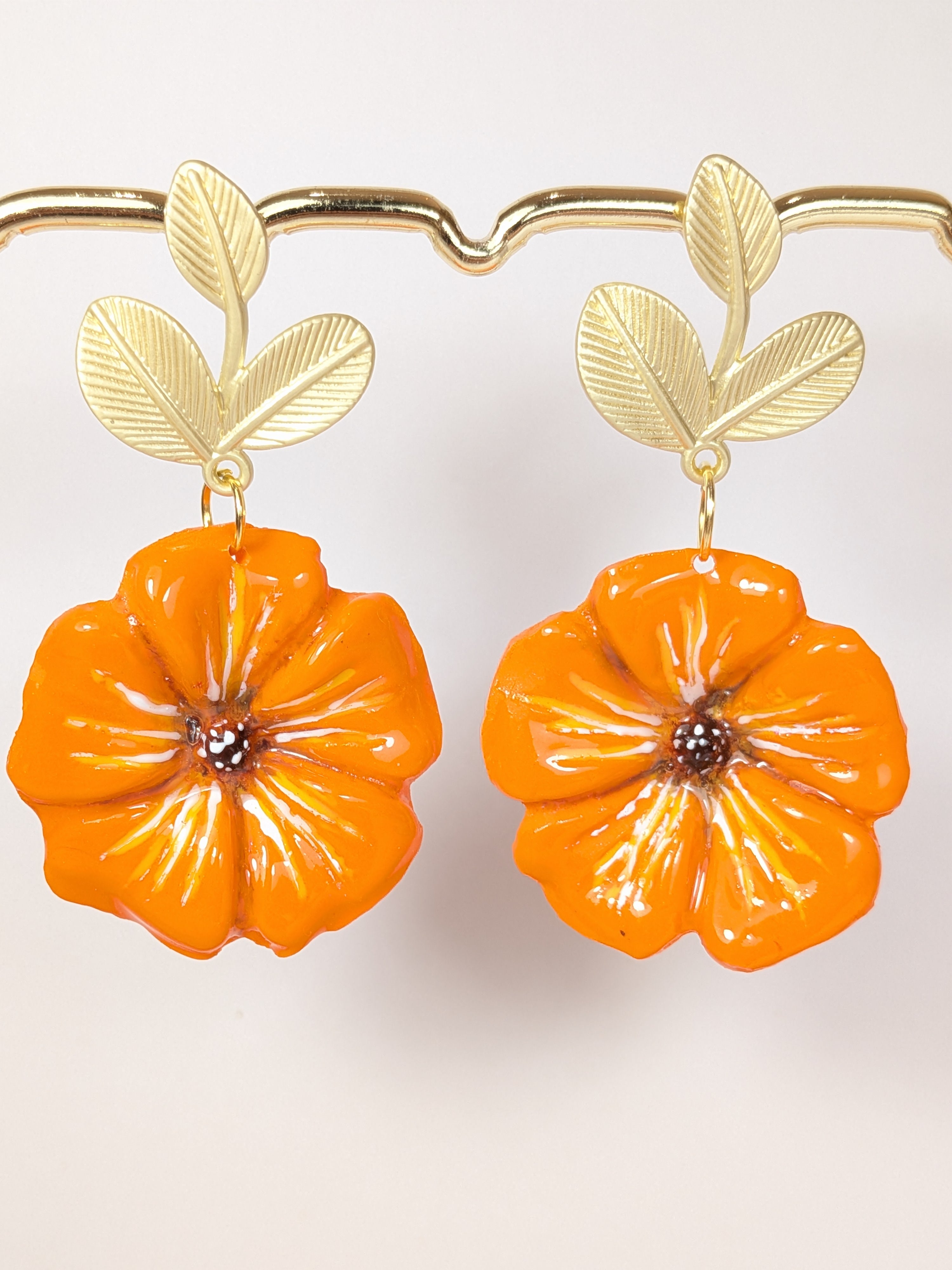Boucles d'oreilles Capucines en pâte Fimo