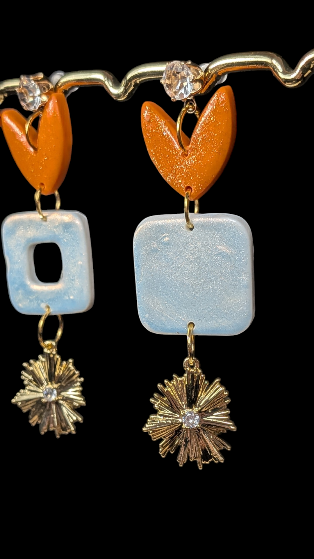 Boucles d'oreilles charme cœur Fimo orange – alliage de zinc