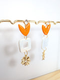Boucles d'oreilles charme cœur Fimo orange – alliage de zinc