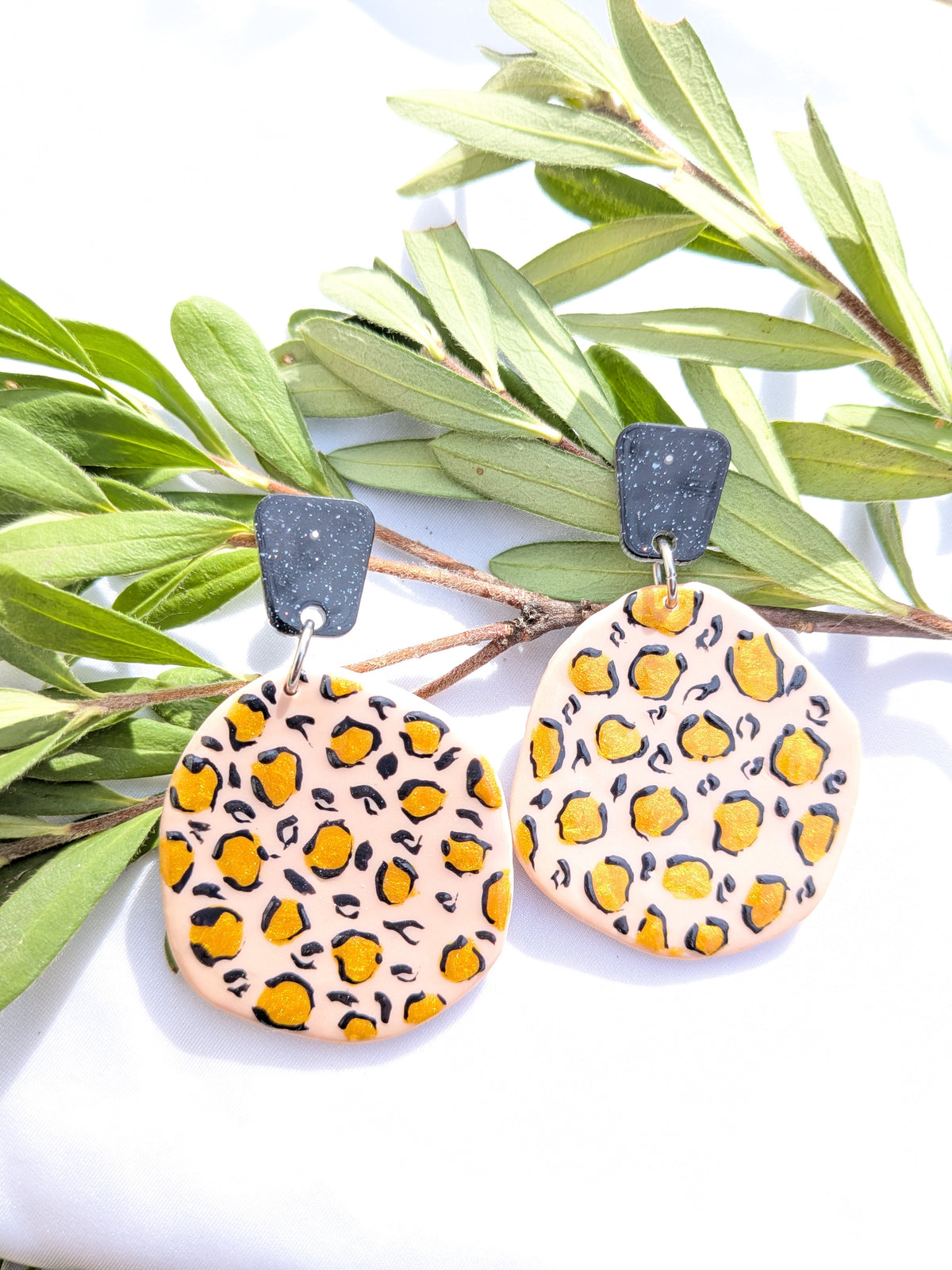 Boucles d'oreilles Léopard Fimo – Fait main